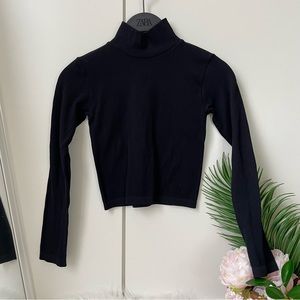 Zara Ribbed Cropped Top - Black